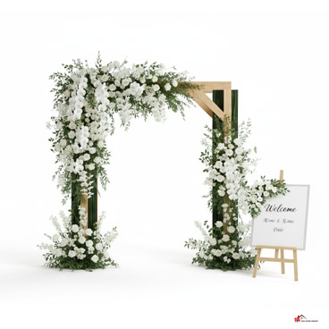 Mẫu Cổng Hoa Xanh Kem Rustic