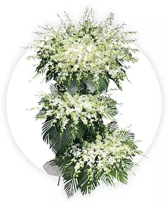 Lẵng lan trắng tím 3 tầng hoa 2412-CB110