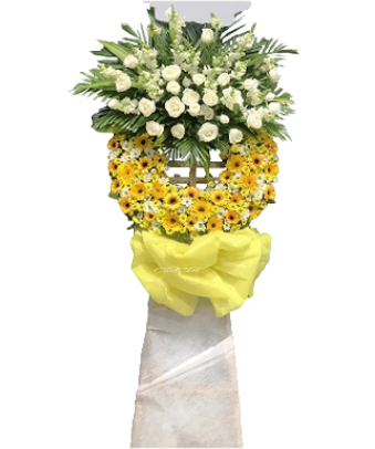 Lẵng Hoa Đám Tang Trắng Vàng