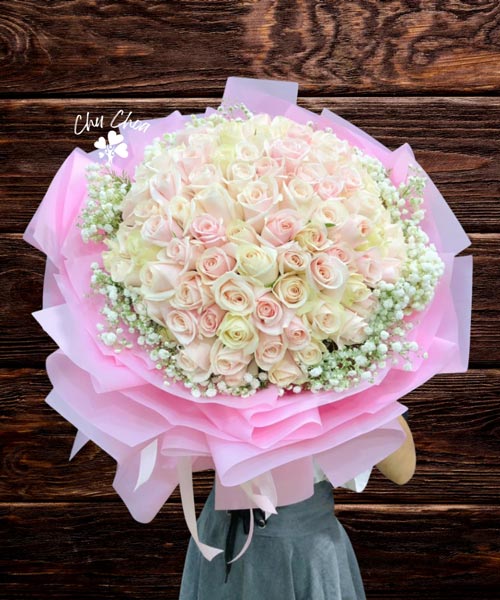 Bó hoa hồng & baby ngọt ngào, lãng mạn - Món quà hoàn hảo cho yêu ở Ninh Thuận