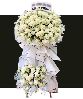 Kệ hoa viếng tone trắng Ninh Thuận - Kệ hoa cao cấp
